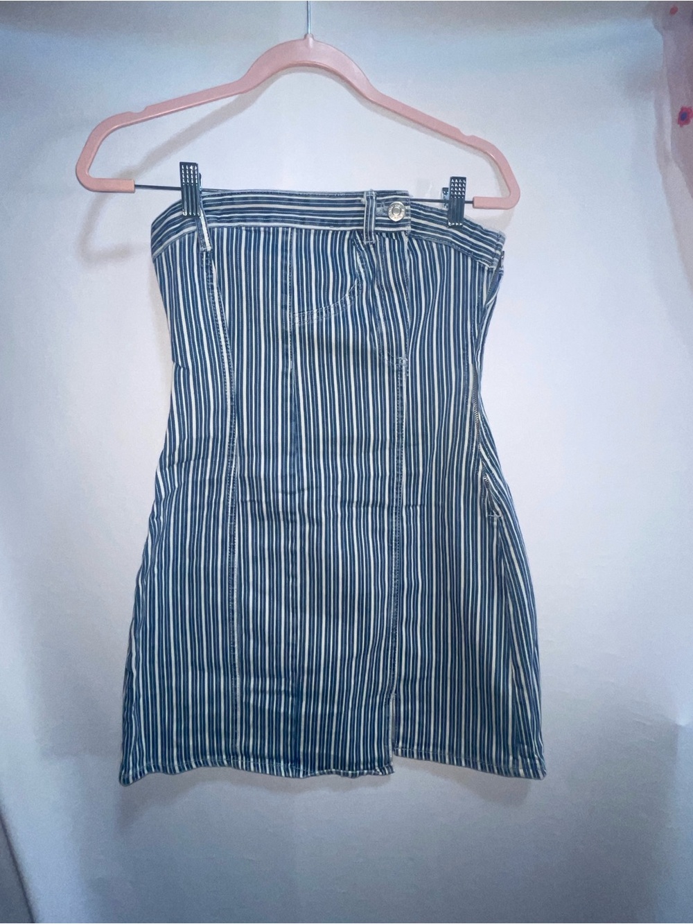 Zara Striped Strapless Mini Dress in Navy and White